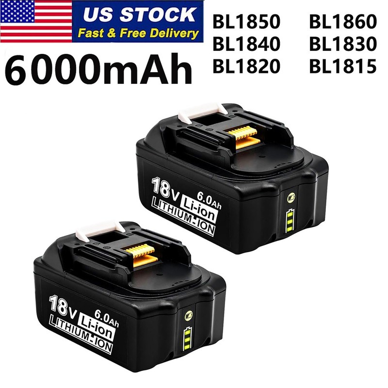 2 Pack 6.0Ah 18V For Makita LXT Lithium-Ion BL1840 BL1850 BL1845 Tool Battery gallery