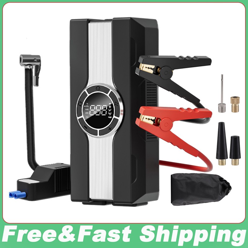 Tire Inflator Portable Air Compressor 8000mA Car Jump Starter 12V Car Battery US