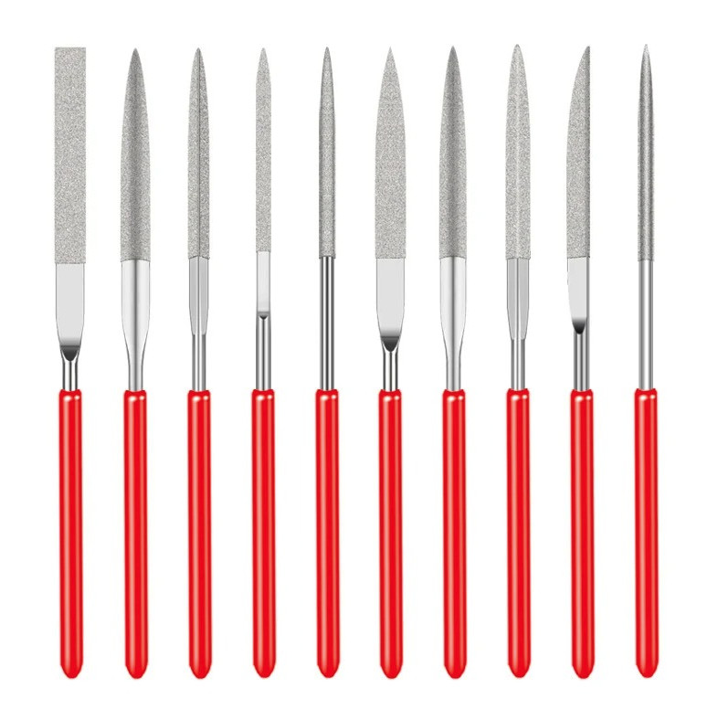10pcs Diamond Needle File Set 140mm Mini Files for Glass Metal Stone – NEW