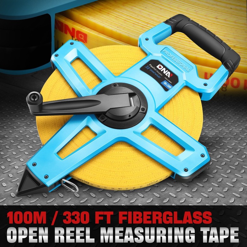 100M/300Ft Contractor-Grade Open Reel Fiberglass Measuring Tape Measure Reel
