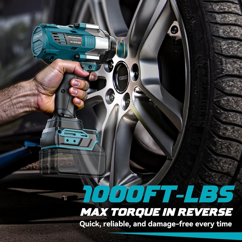 Cordless Impact Wrench 1/2 Inch for Makita 18V Battery, 1000Ft-Lbs Brushless Ele gallery