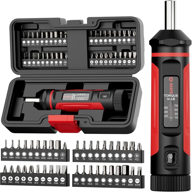 Torque Screwdriver 15-75In-lb Torque Screw Driver Wrench Driver Set 1/4» Drive