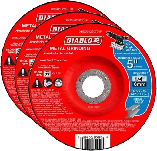Diablo Genuine 3 Pack of 5 in. Metal Grinding Disc - Type 27 DBD050250701F-3PK