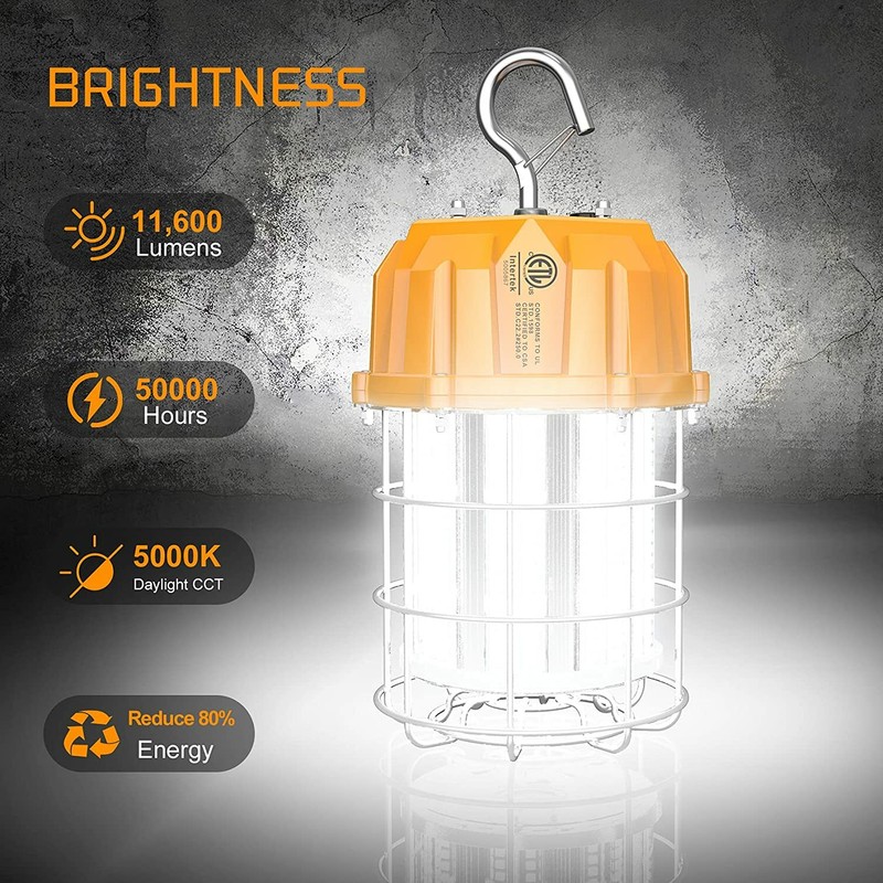 80W LED Temporary Work Light 11,600LM LED Hanging Construction JobSite Lighting