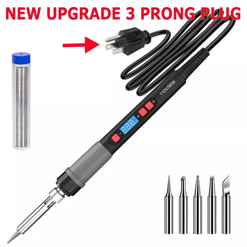 90W Digital Electric Soldering Iron Kit Tempe Adjustable Welding Tool Solder Gun