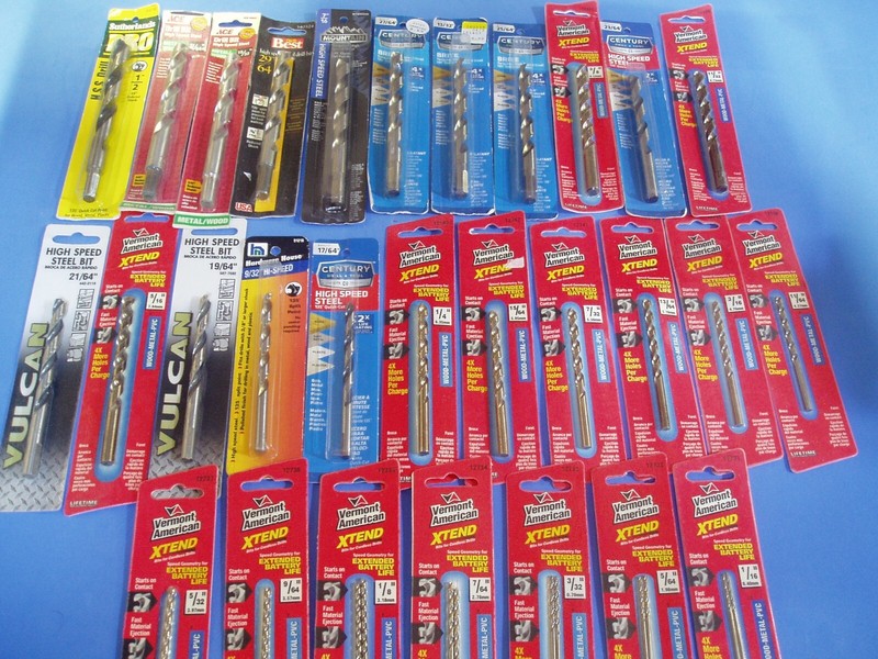 34 PC VERMONT AMERICAN & OTHER BRANDS HIGH SPEED STEEL DRILL BIT SET ASST HSS
