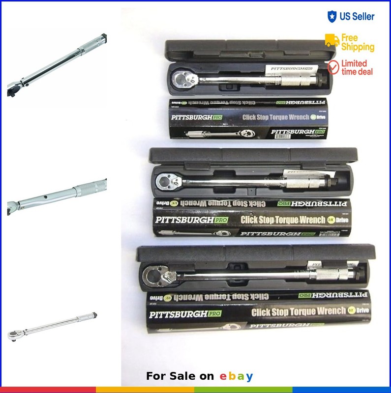 Torque Wrench Set of 3 1/4 3/8 1/2 Drive Click Type 20-200 in lbs 5-80 ft lbs