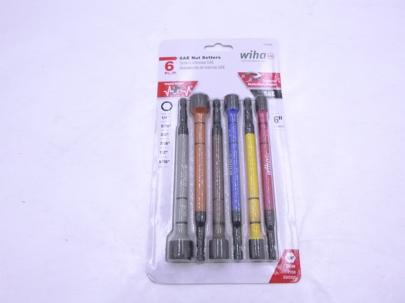Wiha 6 Piece Color Coded Magnetic Nut Setter Set 6″ Imperial OAL 70486