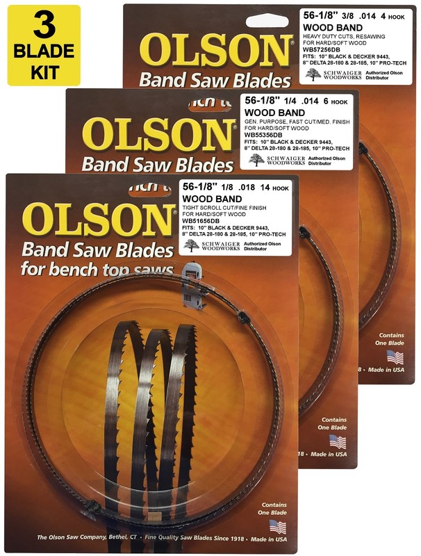 Olson Band Saw Blades 56-1/8″ inch x 1/8″, 1/4″ & 3/8″ for Delta 28-180, 22-185