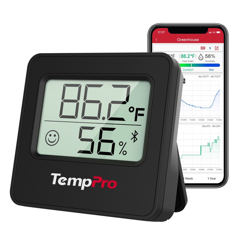 TempPro TP357W Bluetooth Hygrometer Thermometer 260ft Range Smart App–1/2/3 Pack