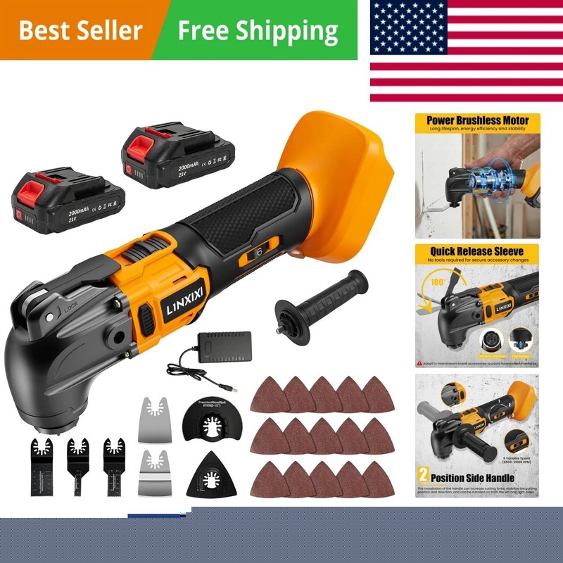 Cordless Oscillating Tool with 2 Battery, Brushless Motor Battery Powered Osc…