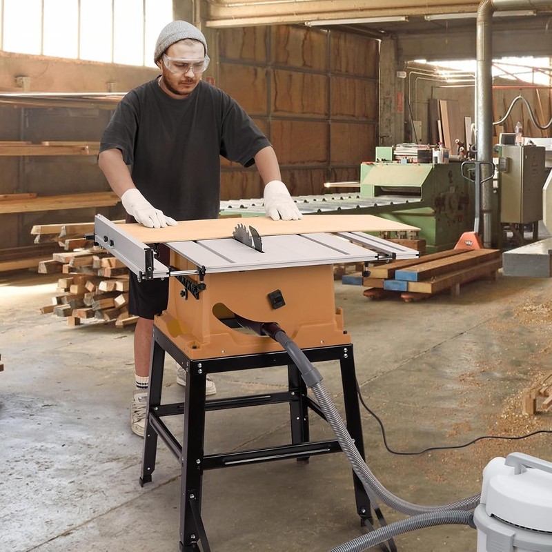 10" Table Saw 15 Amp 5000RPM Woodworking Saw With Stand 90° Cross Cut Portable gallery