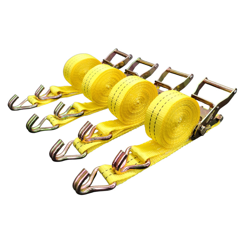 4 Pc 1.5″ inch x 15′ Ft Ratchet Tie Down Cargo Straps J Hooks 4 pack