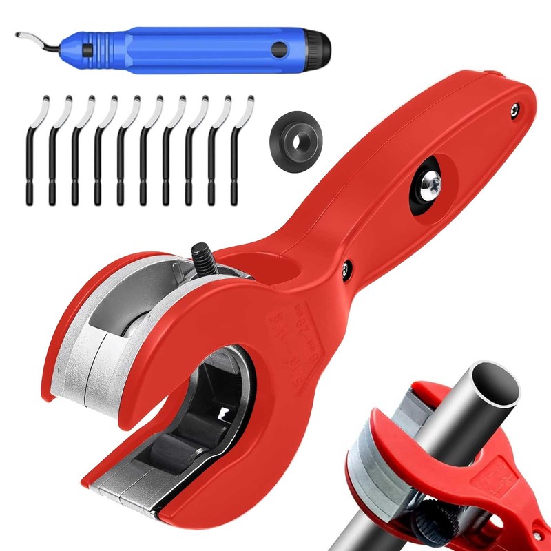 Ratcheting Tubing Pipe Cutter & Deburring Tool for Copper PVC HVAC Auto Repair