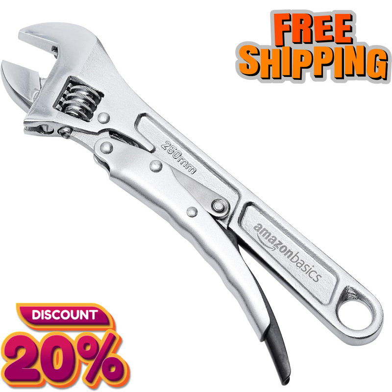 10 inch Locking Adjustable Wrench, Precision Machined, Rust Resistant, 2.7 inch
