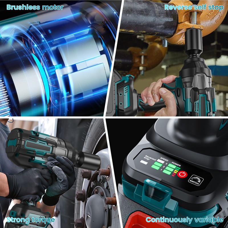 Cordless Impact Wrench 3/4" 1180Ft-lbs(1600Nm) Electric Impact Gun 5.0Ah Battery gallery