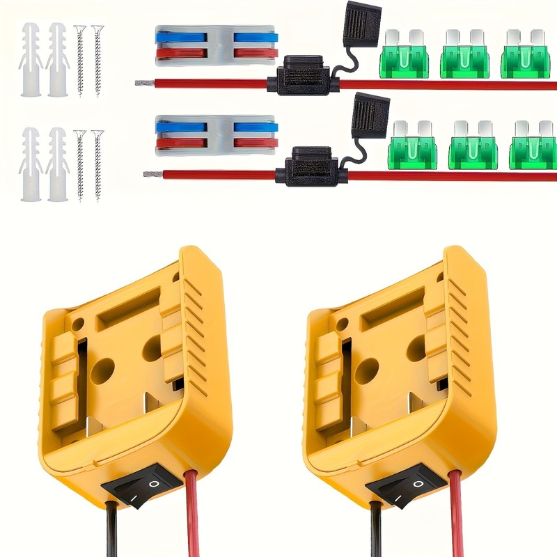 2 Pack Adapter Compatible with De-Walt 20V Battery Adapter with Switch, Fuse