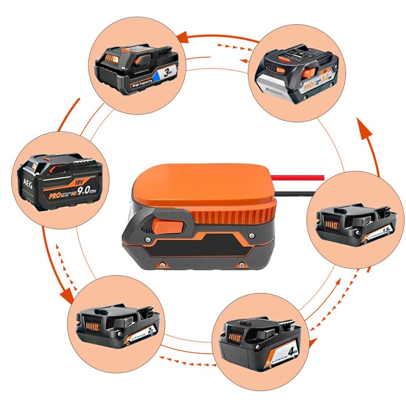 Power Wheels Adapter for Ridgid Battery 18V AEG Li-Ion Dock Power Connection USA gallery