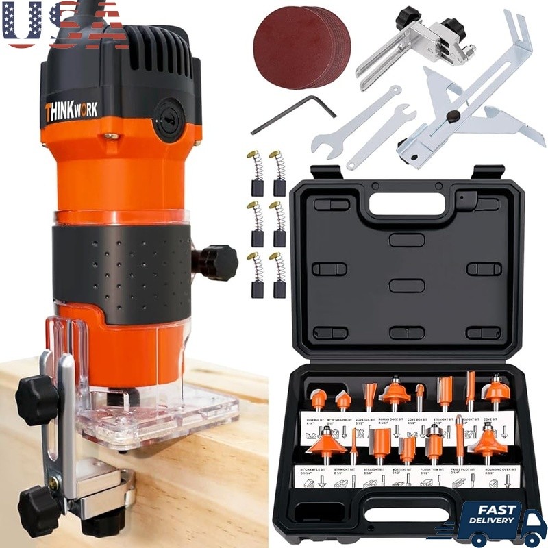 30000 RPM Router Tool 1.25 HP W/ 15 Router Bits Durable Easy Operation New