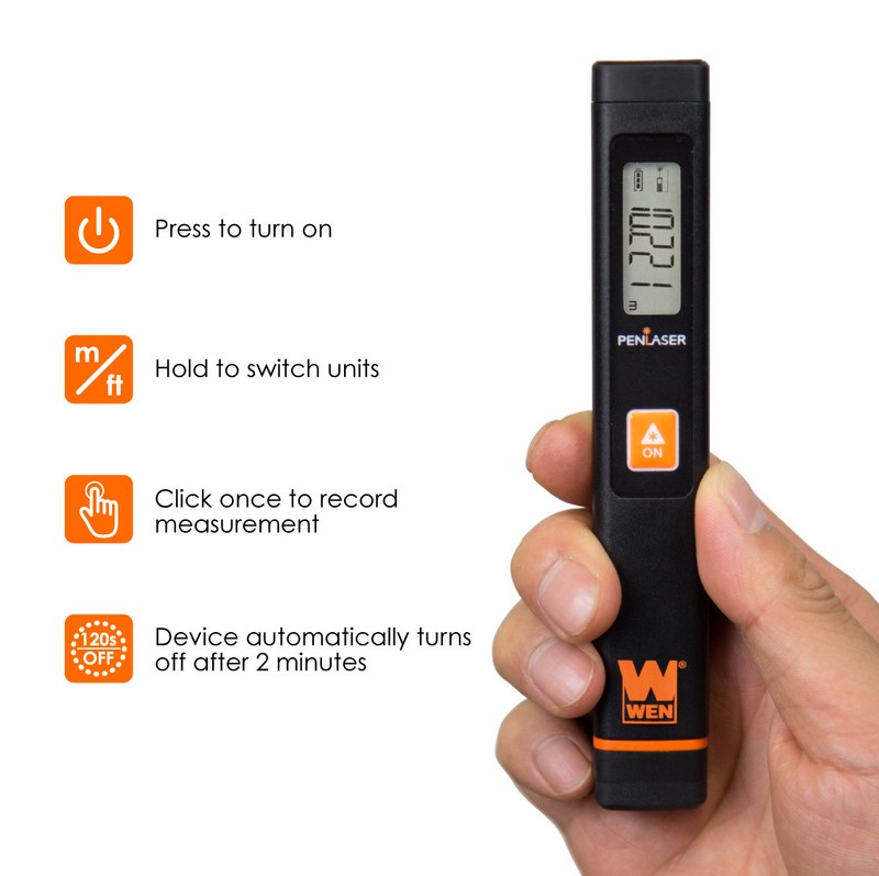 WEN 10110 Multi-Unit Pocket Laser Distance Measure with 32-Foot Range gallery