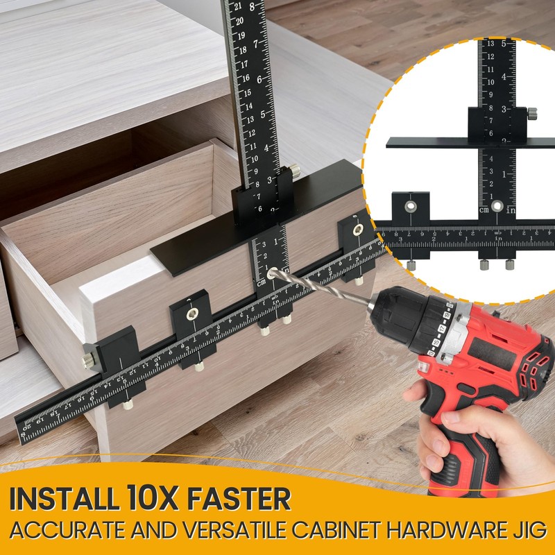 Cabinet Hardware Jig, Adjustable Handle Jig Tool, Aluminum Black gallery