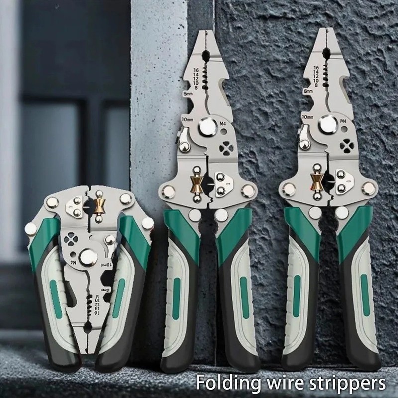 Foldable Wire Stripper Multi Tool Electrician Pliers Crimping Cutting Heavy Duty gallery