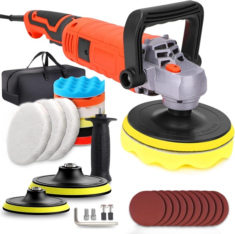 Car Buffer Polisher Waxer 7-Speed Rotary 6″ + 7″ Backing Plate Polishing Machine