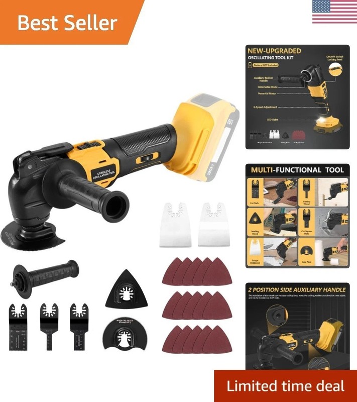 Cordless Oscillating Tool, Brushless Orbiting Tool Compatible with De-Walt 20…
