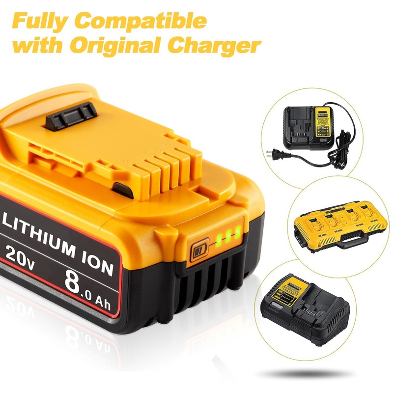 2Pack Lithium Ion Battery For DeWalt 20V 20 Volt Max 8.0AH DCB205 DCB206 DCB200 gallery