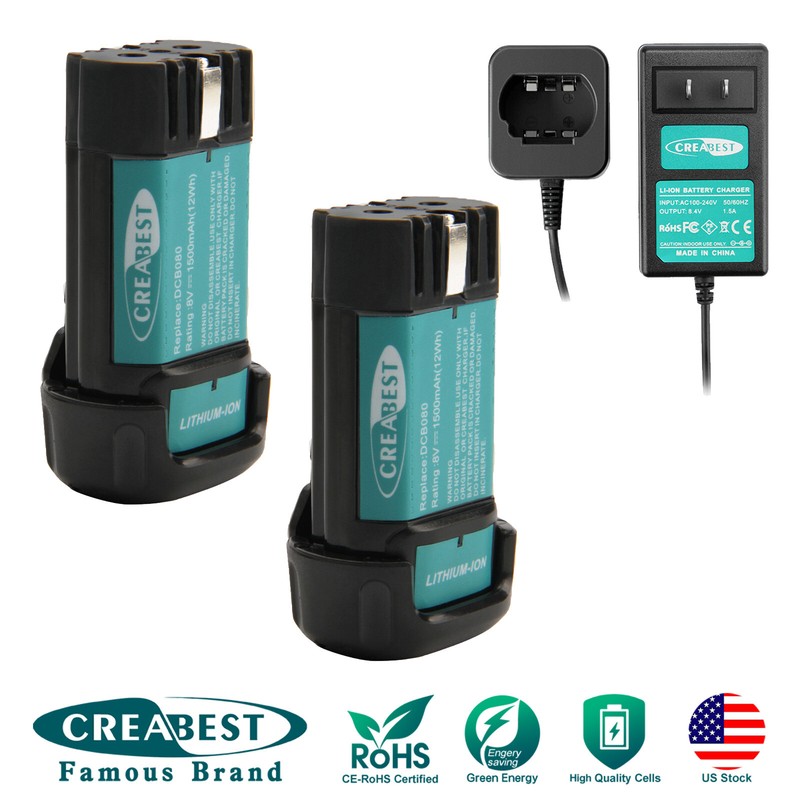 1500mAh 8V Battery/Charger For Dewalt DCB080 DCF680N1 DW4390 DCF680G2 DCL023