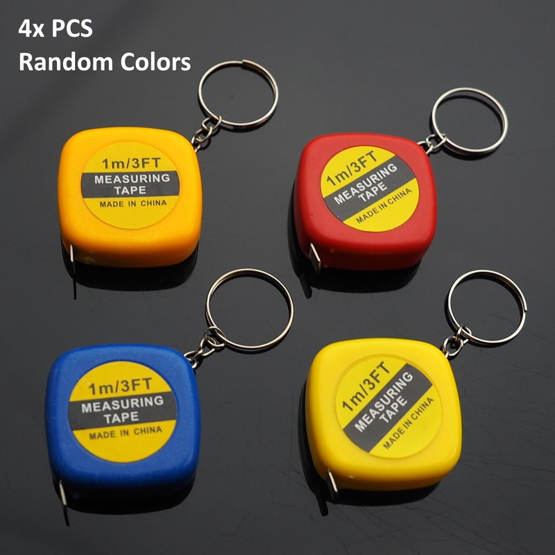 4x PCS – Retractable Ruler Tape Measure Mini Portable Pull Ruler Keychain 1m/3ft