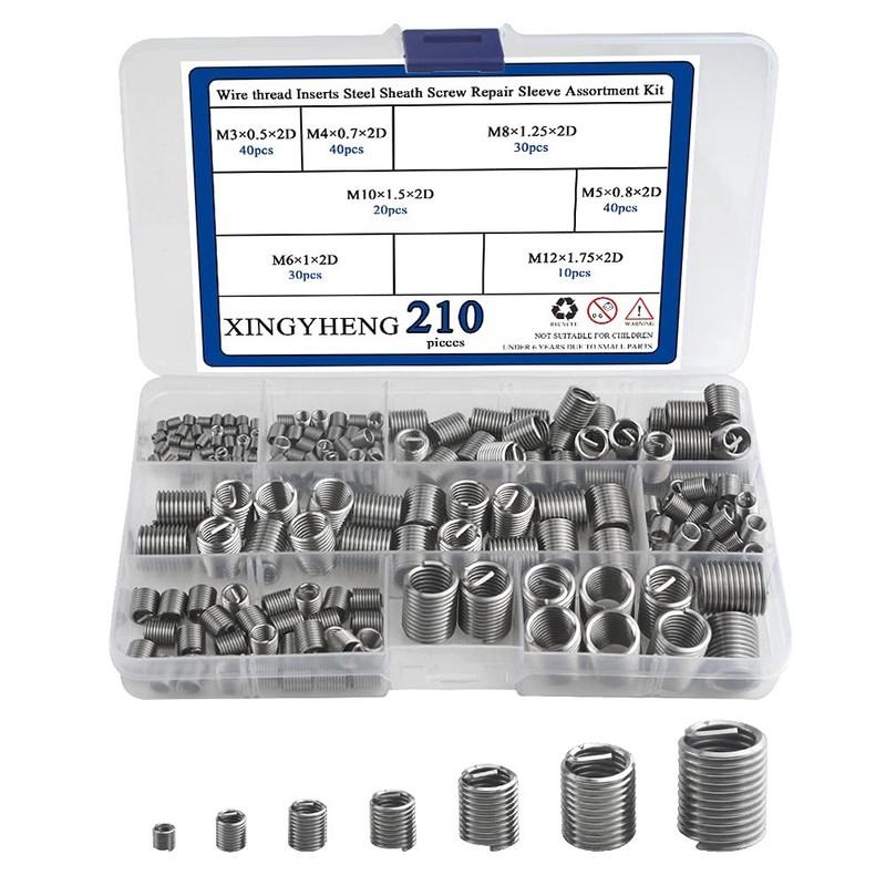 210pcs M3 M4 M 5 M6 M8 M10 M12 Wire Thread Inserts Steel Sheath Helicoil Type Sc