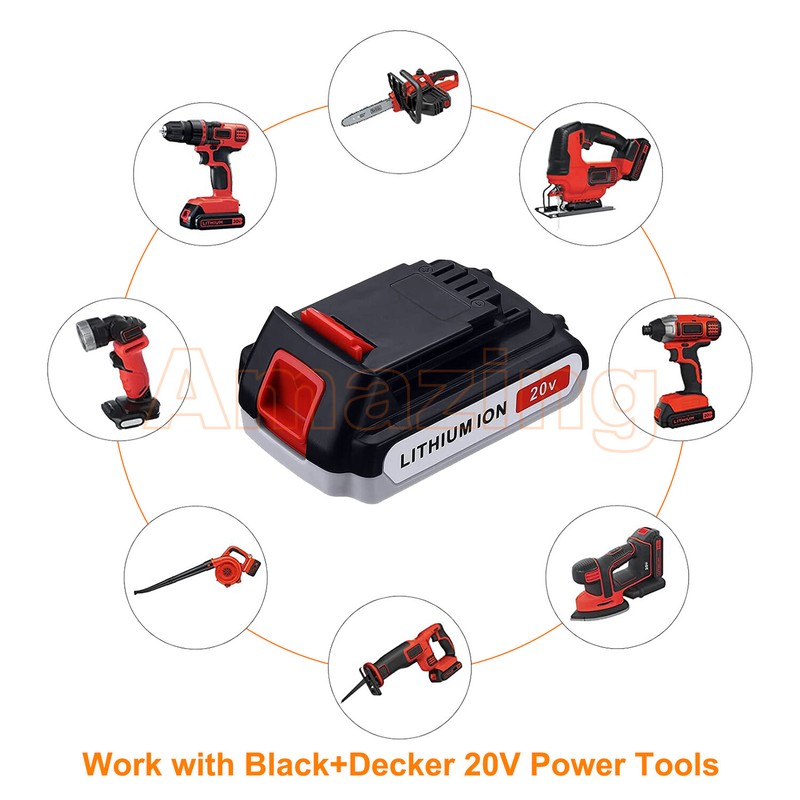 New 6.5Ah 4Ah For Black and Decker 20 Volt Li-ion Battery LBXR20 LST220 LBX20 US gallery