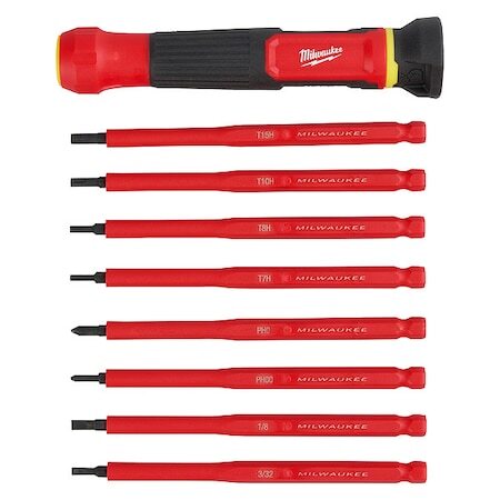 Milwaukee Tool 48-22-2217 Multi-Bit Screwdriver,6 3/4 In L,8 Pcs