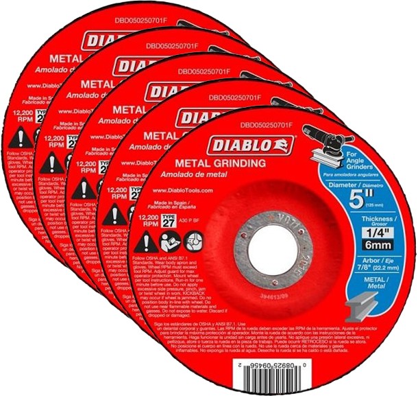 Diablo Genuine 5 Pack of 5 in. Metal Grinding Disc – Type 27 DBD050250701F-5PK