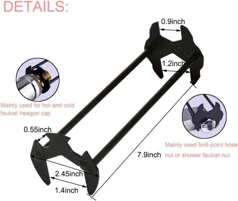 Multifunctional Basin Wrench, Carbon Steel Faucet Tool for Sink and Tight Spaces gallery