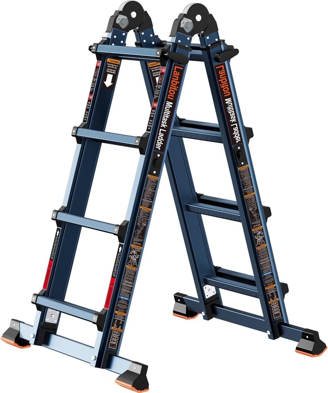 14 FT Multi-Position Folding Ladder - Safe, Durable Aluminum, 300 lbs Capacity gallery
