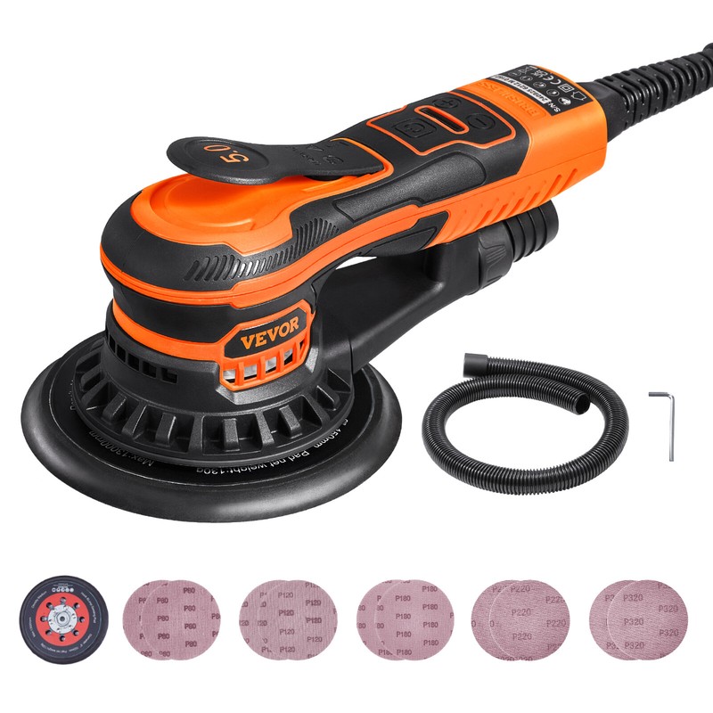 Random Orbital Sander 6» Palm Sander 10000 PRM 10 PCS Sandpapers 6 Speeds