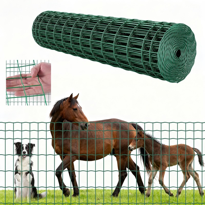 Farm Fence, 47 x 984 in, 2 x 4 in Mesh 2.1mm Galvanized Steel Wire Fencing for C