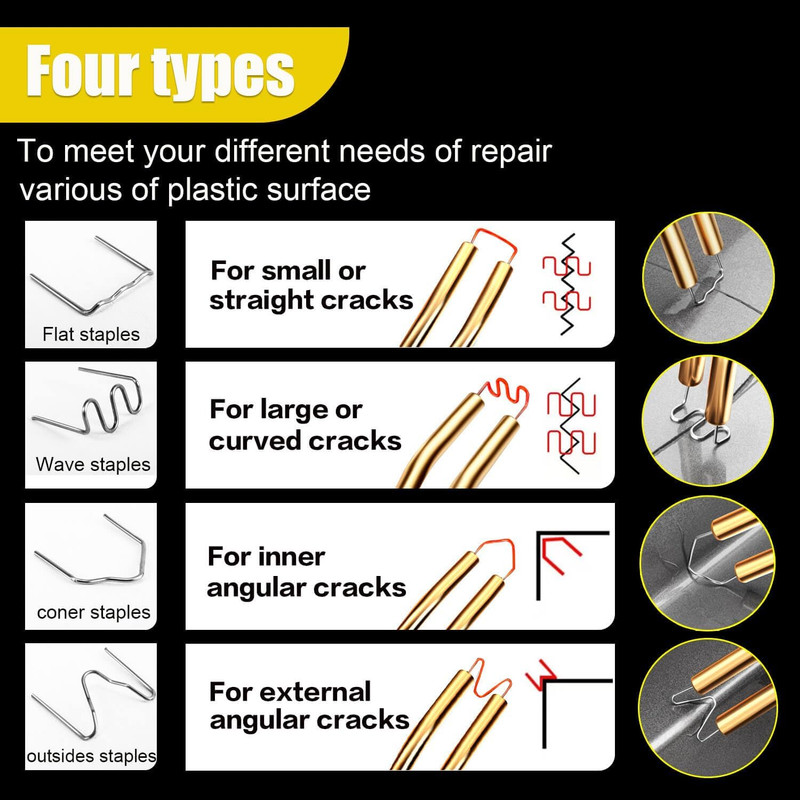 200W Plastic Welder, 2000PCS Staples 10PCS Sandpaper, Plastic Welding Kit, Plier gallery