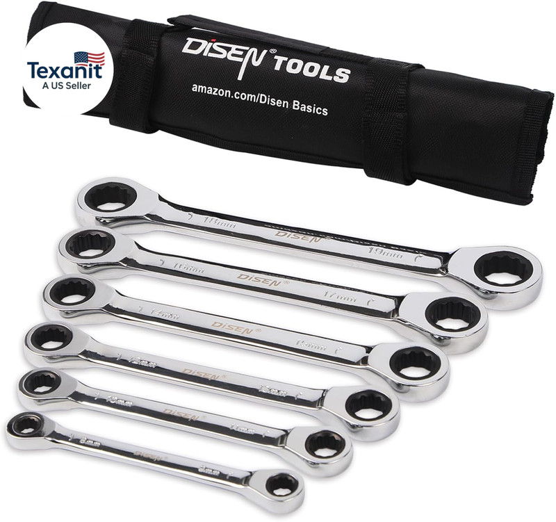 Double Box End Ratcheting Wrench Set Metric 6-Piece, 8Mm-19Mm, 72-Tooth Ratchet