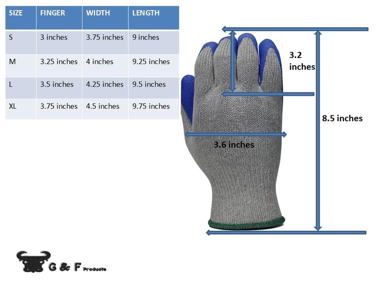 G & F Rubber Latex Coated Work Glove for Construction, Blue,Crinkle Pattern, Men gallery