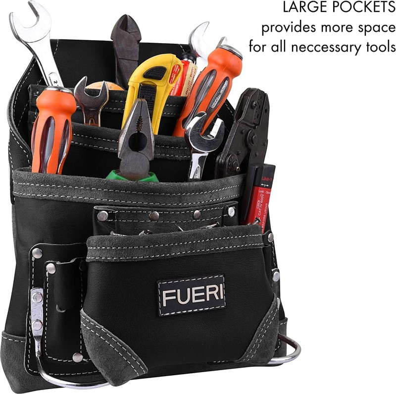 Leather Tool Pouch for Carpenters 10 Pocket Framers Electrician Belt Nail Bag gallery