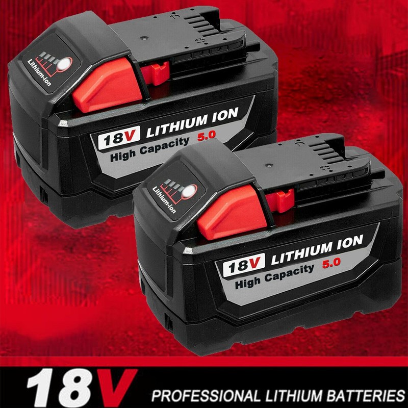 2PACK Battery For Milwaukee M18 Lithium 5.0AH Extended Capacity 48-11-1852 NEW