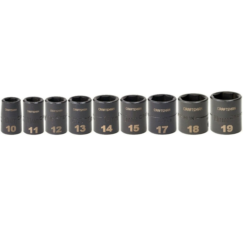 CRAFTSMAN 9-PC 3/8″ DRIVE 6-POINT EASY-TO-READ METRIC IMPACT SOCKET SET