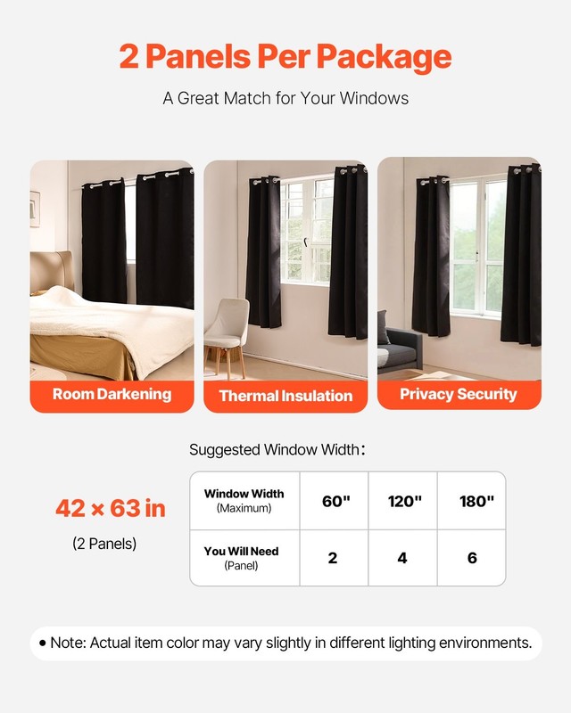 Blackout Curtains,63 Inch Length 2 Panels Set,42 Inch Wide Each,Thermal Insulate gallery
