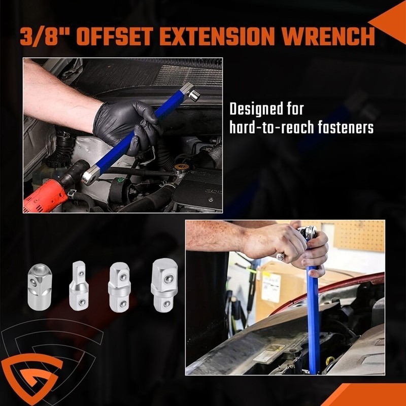 Impact Resistant Multifunctional Offset Extension Wrench Tight Reach Extension C gallery