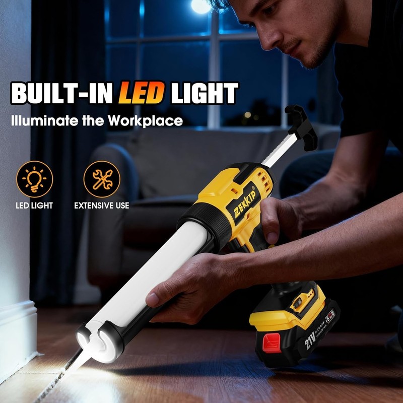 Electric Caulking Gun, Cordless Caulking Gun with 2x 2000mAh Batteries, 13Pcs... gallery