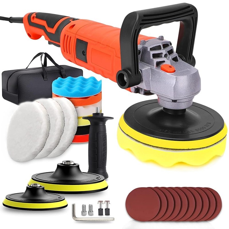 Car Buffer Polisher Waxer 7-Speed Rotary 6″ + 7″ Backing Plate Polishing Machine