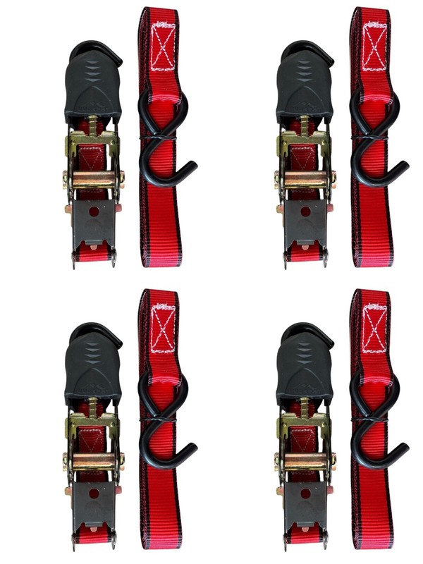 4 PK Ratchet Tie Down Straps 1in x 10ft 1200LBS Break Strength 400LBS Work Limit